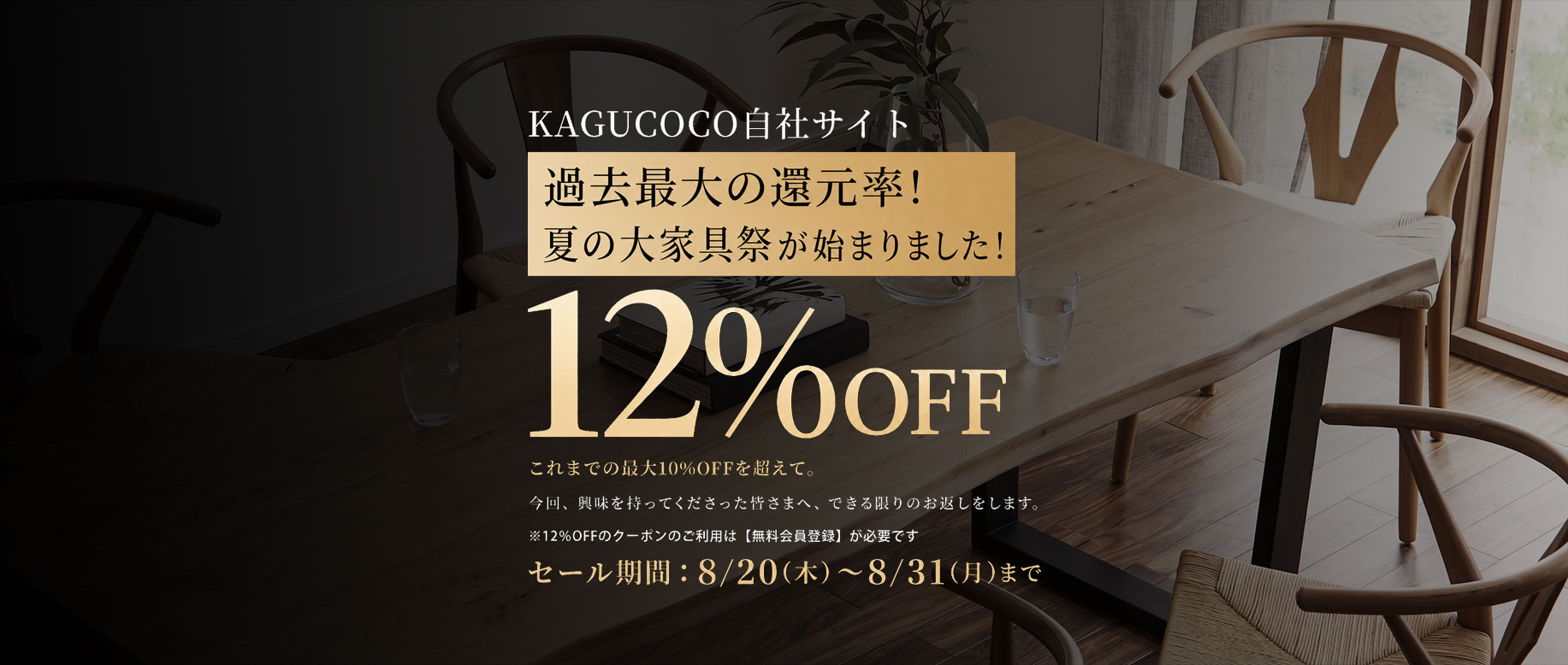 セール開催決定 全商品12％OFFクーポン配布中