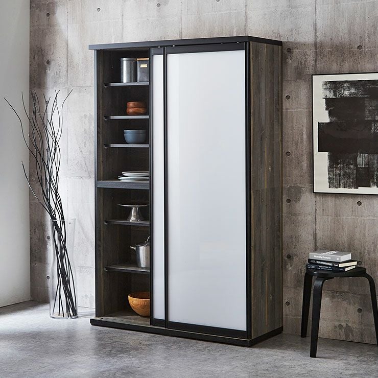 食器棚 ポエム ブルックリン(扉枠ブラック)