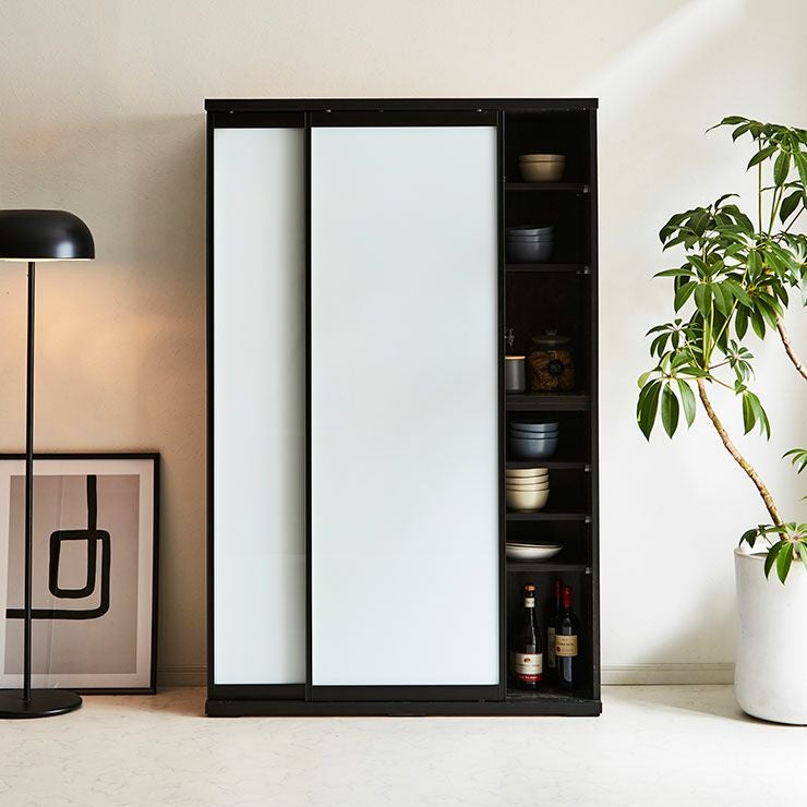 食器棚 ポエム ストーンブラック(扉枠ブラック)