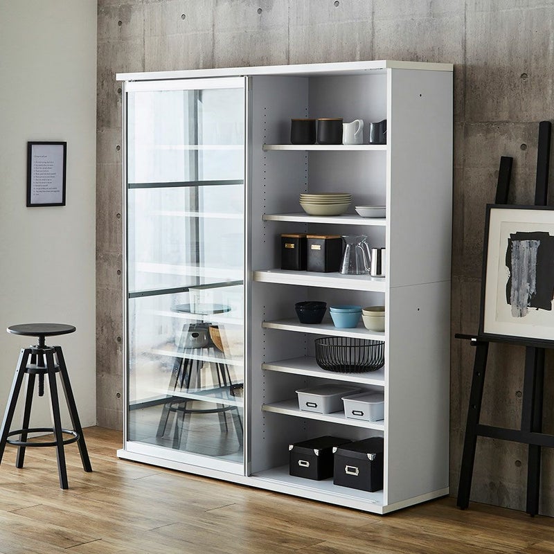 本体レディオーク クリアガラス扉で見やすい収納