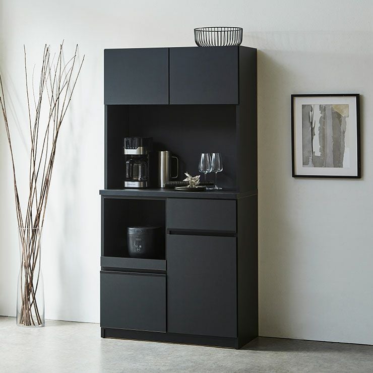 食器棚 ナポリ90 カラーマットブラック
