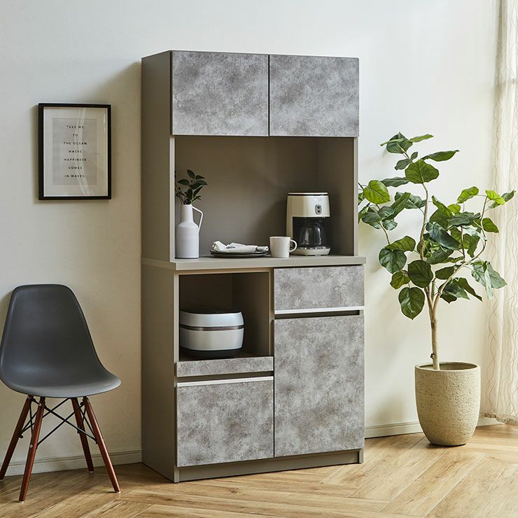 食器棚 ナポリ90 カラー白洛