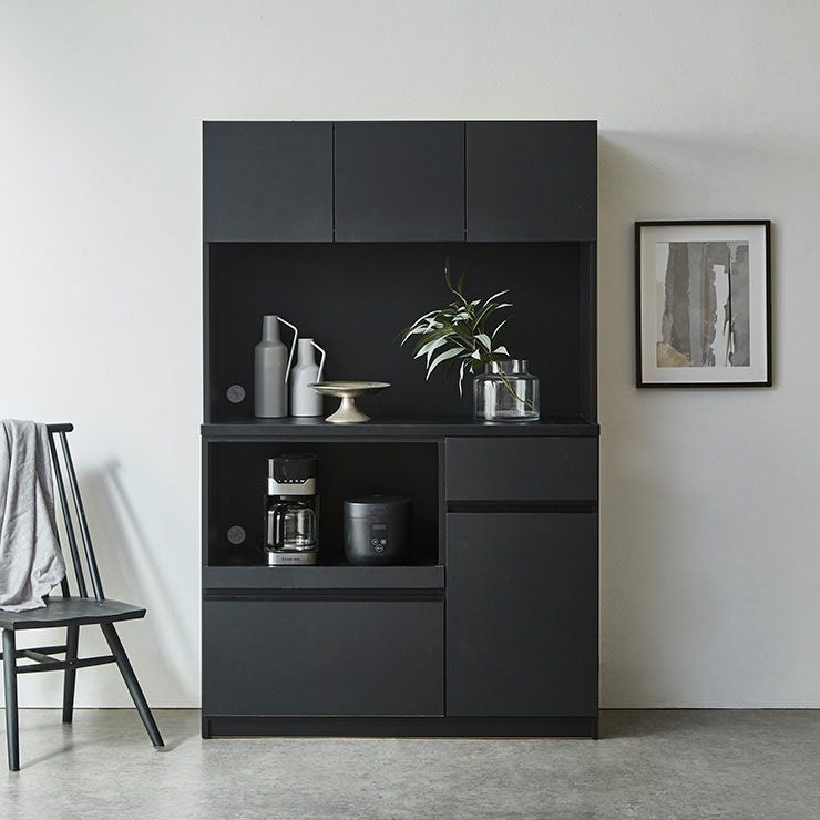 食器棚 ナポリ 幅120 マットブラック 食器棚タイプ
