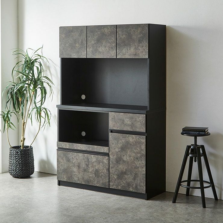 食器棚 ナポリ 幅120 黒洛 食器棚タイプ