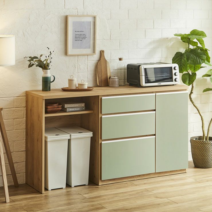 キッチンカウンター アンサンブル160 カラー ナチュラルグリーン