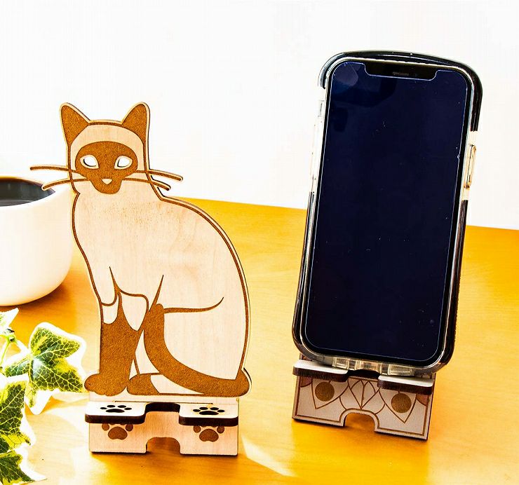 4種から選べるデザイン 木製 スマホスタンド 柄あり スマホスタンド003
