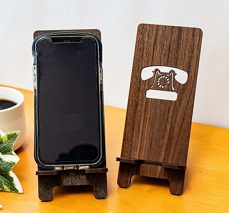 木製 スマホスタンド 黒電話 スマホスタンド009 | セミオーダー
