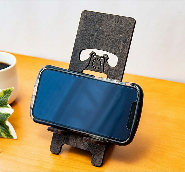 木製 スマホスタンド 黒電話 スマホスタンド009 | セミオーダー