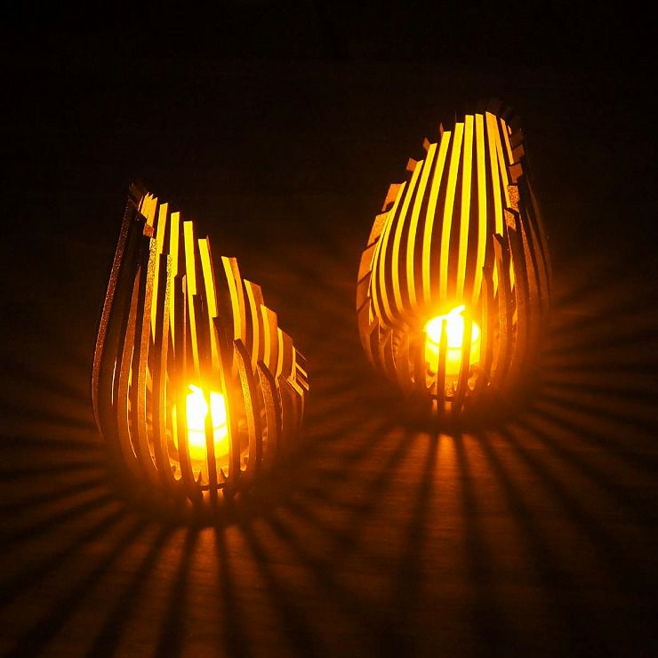 木製 LEDキャンドルホルダー 炎 キャンドルホルダー001 | セミオーダー